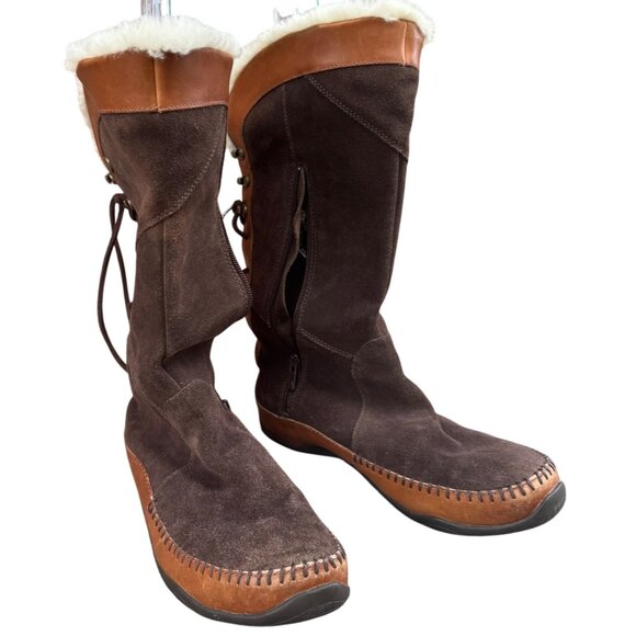 The North Face Women's Size 9 Suede & Leather Tall Boots With Faux Fur Lining - Picture 4 of 14